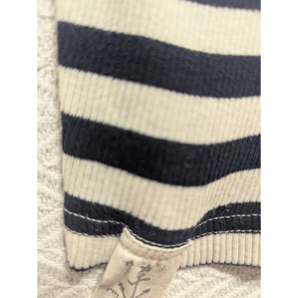 Ralph Lauren Polo Sport Womens L Navy Ivory Striped Rib Knit Sleeveless Tank Top - Picture 2 of 10